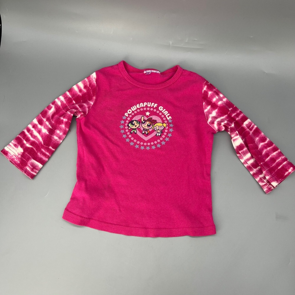 Vtg Powerpuff Girls Shirt Girls S Pink Tie Dye‎ Graphic Tee Y2K Cartoon Network